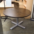 Espresso 47 in. Round Meeting Table, Silver Base, Heartwood 600